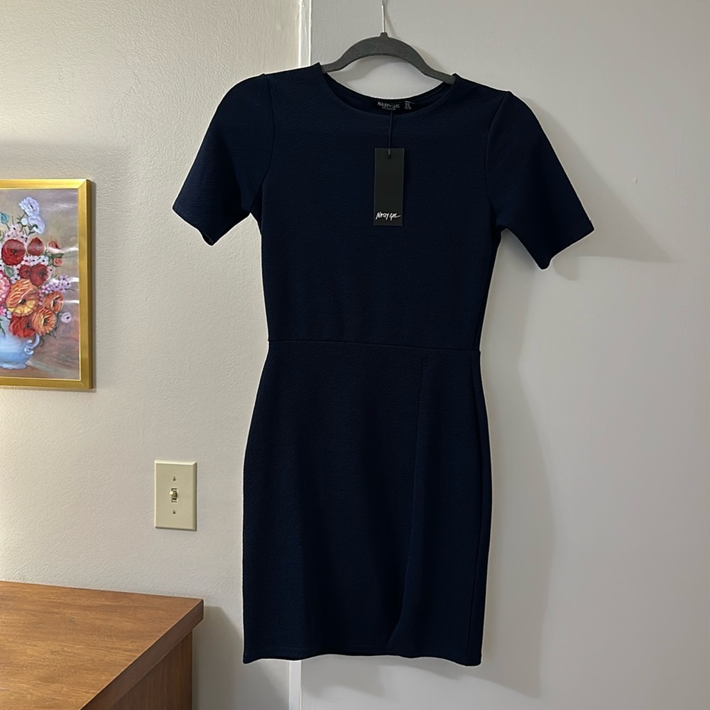 Nasty Gal Navy Blue Fitted Dress
